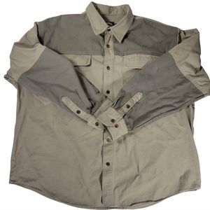 Cabela’s Men heavyweight shooting hunting long sleeve beige shirt, 900069, 2XL.